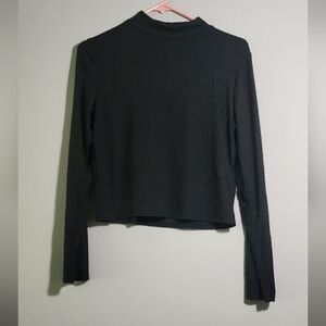 Large Olivia Rae Classic Black Long Sleeve Ribbed Top Mock Turtleneck